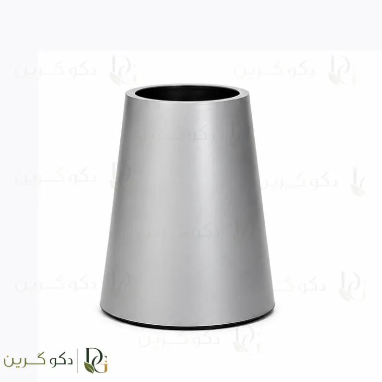 گلدان فایبرگلاس هرمی مدل لابی نقره‌ای