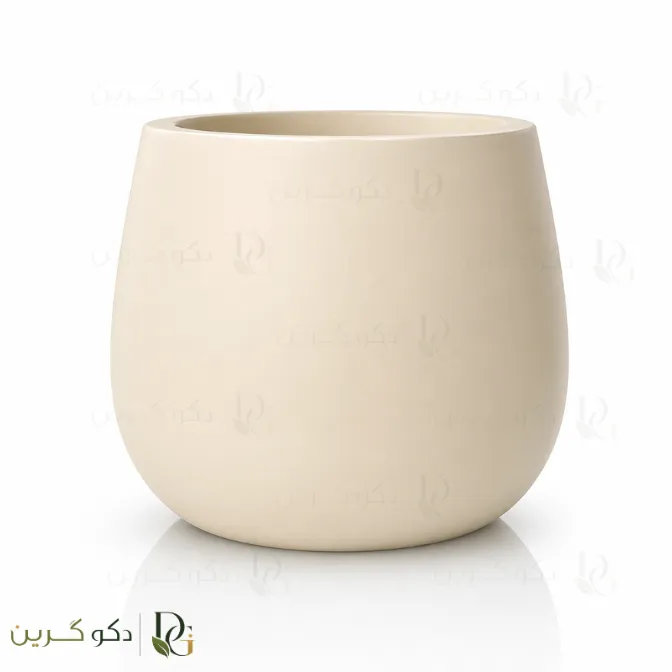 گلدان دیگی فایبرگلاس رنگ کرمی
